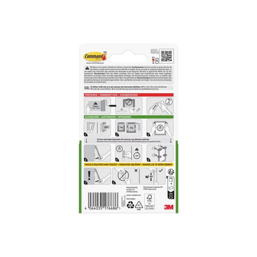 Command - Languettes accroche-tableaux - 4 paires - petit - blanc