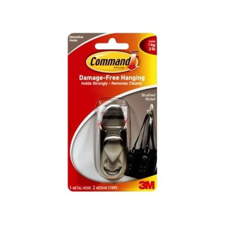 Command Forever Classic Medium - Crochet autocollant - nickel brossé