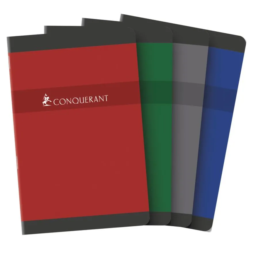 Conquerant - Carnet 11 x 17 cm - 96 pages Agrafées - petits carreaux 5mm - Couverture vernie - disponible dans différentes couleurs