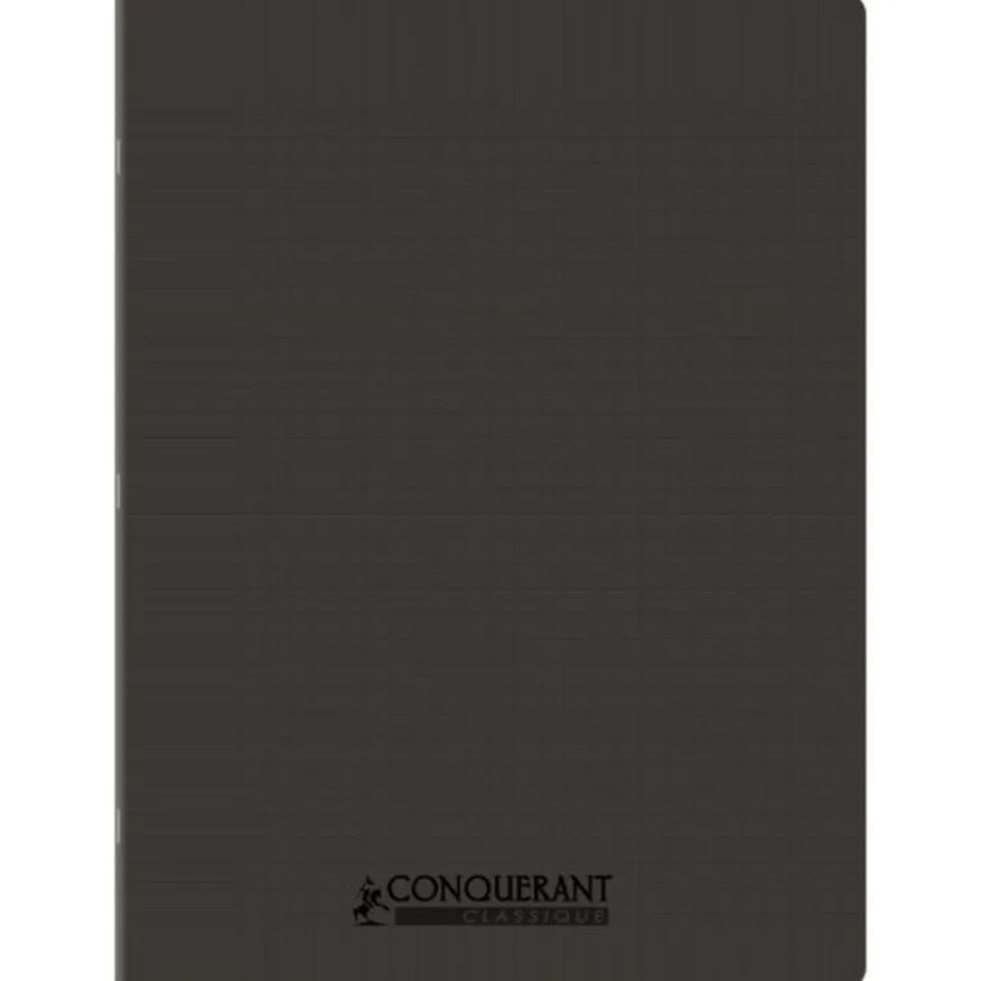 Conquérant Classique - Cahier polypro 24 x 32 cm - 96 pages - grands carreaux (Seyes) - noir