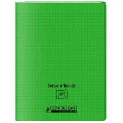 Conquérant Classique - Cahier polypro à rabat - 17 x 22 cm - 96 pages - grands carreaux (Seyes) - vert