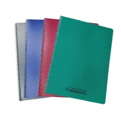 Conquérant Classique - Cahier polypro à spirale 24 x 32 cm - 100 pages - grands carreaux (Seyes) - disponible dans différentes couleurs