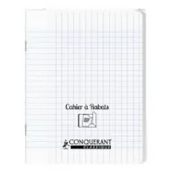 Conquérant Classique - Cahier polypro à rabat 24 x 32 cm - 96 pages - petits carreaux (5x5mm) - transparent