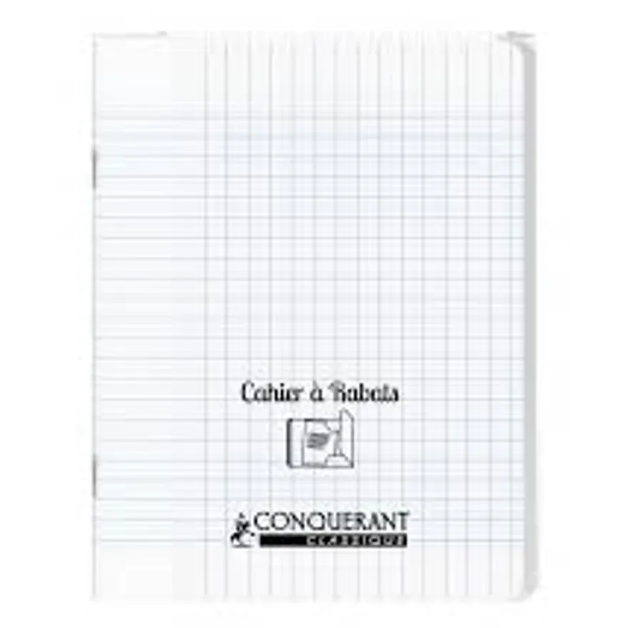 Conquérant Classique - Cahier polypro à rabat 24 x 32 cm - 96 pages - grands carreaux (Seyes) - transparent