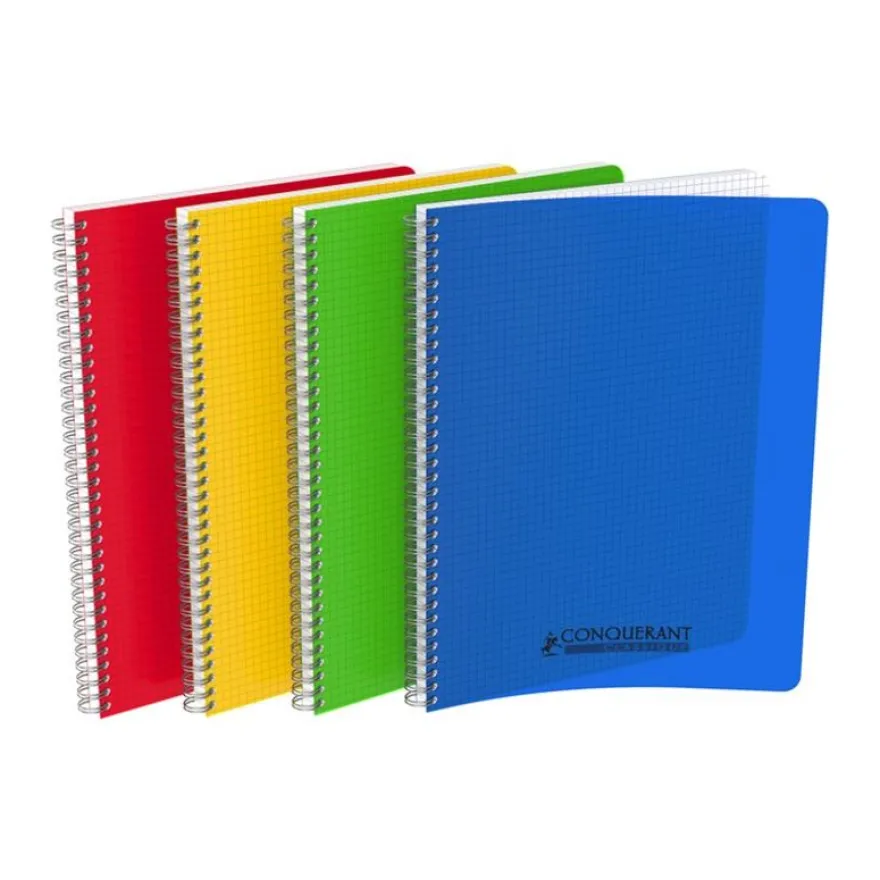 Conquérant Classique - Cahier polypro à spirale A4 (21x29,7cm) - 100 pages - petits carreaux (5x5 mm) - disponible dans différentes couleurs