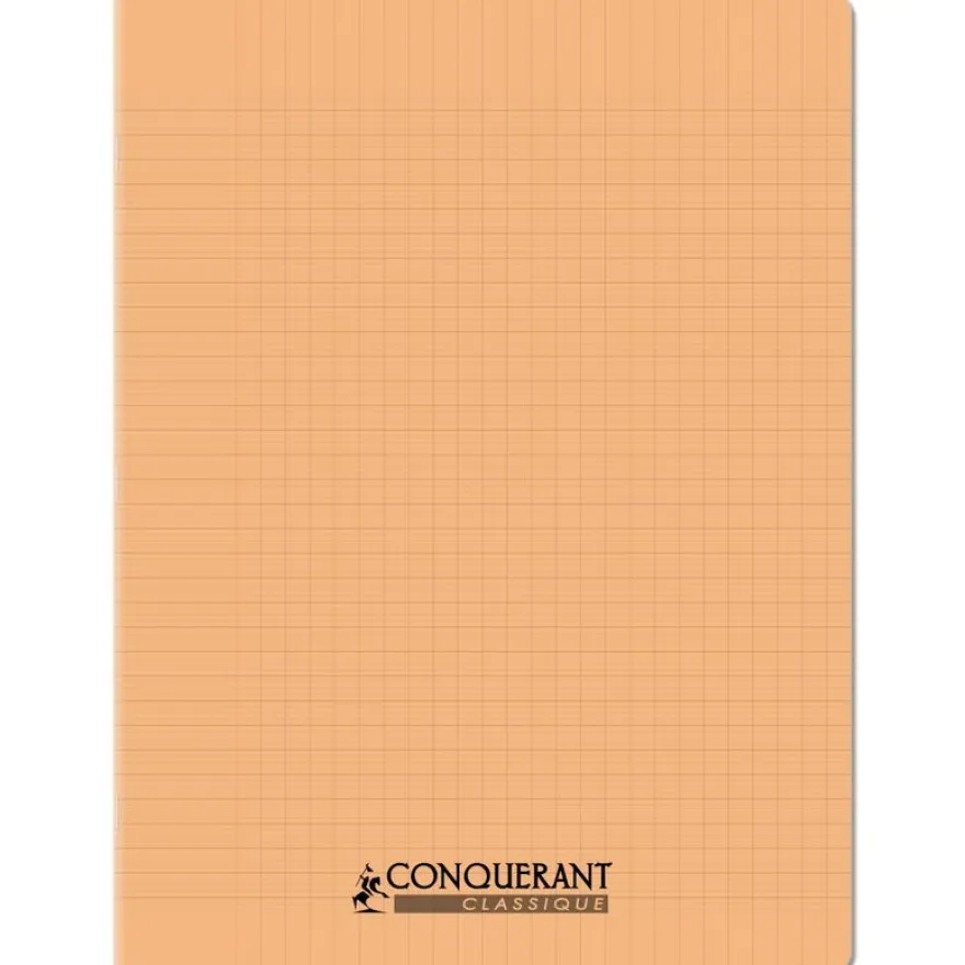 Conquérant Classique - Cahier polypro - 24 x 32 cm - 48 pages - grands carreaux (Seyes) - abricot