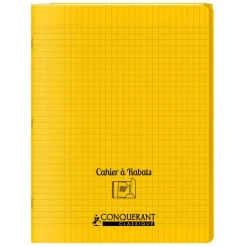 Conquérant Classique - Cahier polypro à rabat 24 x 32 cm - 48 pages - grands carreaux (Seyes) - jaune