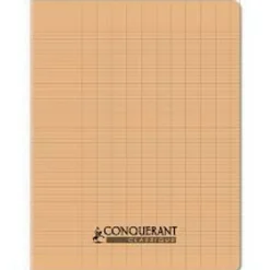 Conquérant Classique - Cahier polypro 17 x 22 cm - 96 pages - grands carreaux (Seyes) - abricot