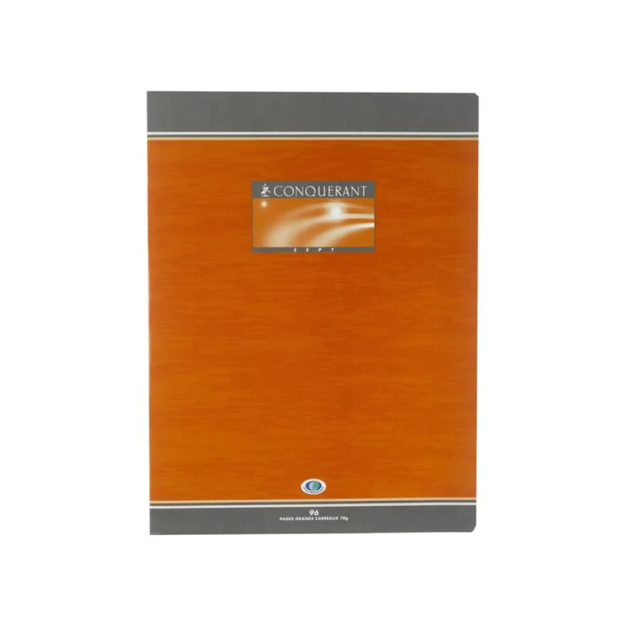 Conquérant Sept - Cahier 24 x 32 cm - 96 pages - grands carreaux (Seyes) - disponible dans différentes couleurs