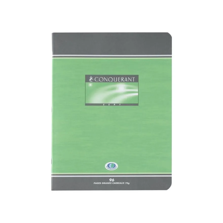Conquérant Sept - Cahier de brouillon - 17 x 22 cm - 96 pages - grands carreaux (Seyes)