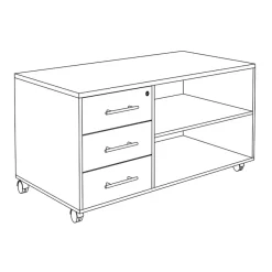 Console mobile EXPRIM/LOFTER/LEVEL - L120 x H63 x P60 cm - 3 tiroirs - coté anthracite - finition façade et dessus imitation Chêne clair