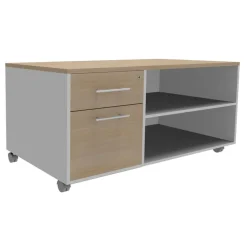 Console mobile INEO JET UP Bureau Vallée - L100 X H63 X P60 cm - 2 tiroirs dont 1 personnalisable en option - Finition imitation Chêne clair