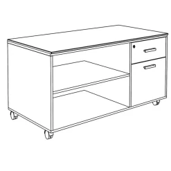 Console mobile KHEOPS - L120XP60XH66 cm - 2 tiroirs dont 1 DS - structure blanc perle - finition imitation noyer