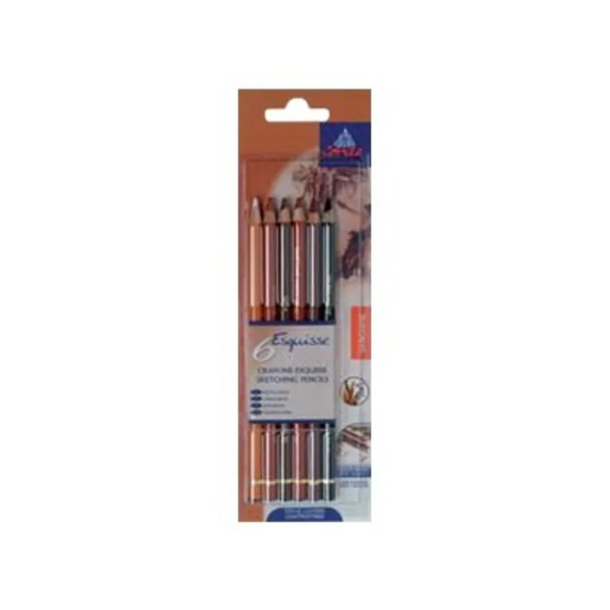 Conté à Paris - Pack de 6 crayons esquisse sanguine - couleurs assorties