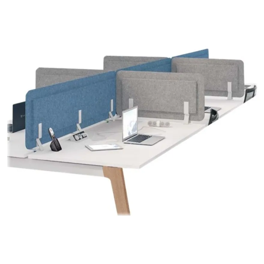 Écran de séparation acoustique pour bureau (sans support de fixation) - L160 x H43 cm - bleu chiné
