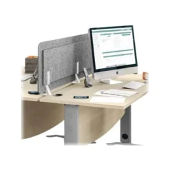 Écran de séparation acoustique pour bureau (sans support de fixation) - L140 x H43 cm - gris chiné