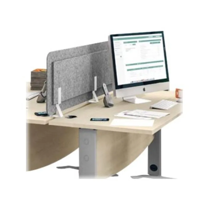 Écran de séparation acoustique pour bureau (sans support de fixation) - L140 x H43 cm - gris chiné
