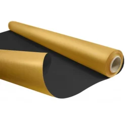 Créastyl Duo Métal - Papier cadeau kraft - 69 cm x 50 m - 60 g/m² - noir/or