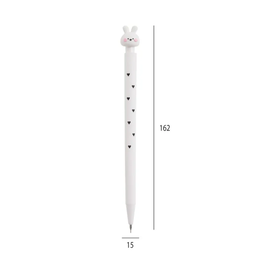 Crayon mécanique 0,5 mm 2B Back2Fun - motif lapin décoré de cœurs - avec recharge 12 mines