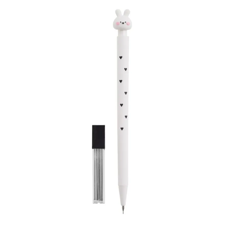 Crayon mécanique 0,5 mm 2B Back2Fun - motif lapin décoré de cœurs - avec recharge 12 mines