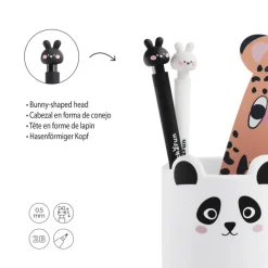 Crayon mécanique Back2Fun 0,5 mm 2B - motif lapin noir décoré de cœurs - recharge de 12 mines.