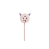 Crayon pompon monstre rose avec visage brodé trois yeux et cornes en feutre - look amusant Back2Fun
