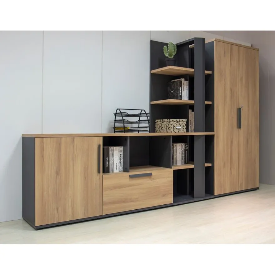 Crédence ARCADE - L136 x H76 x P45 - chêne/anthracite