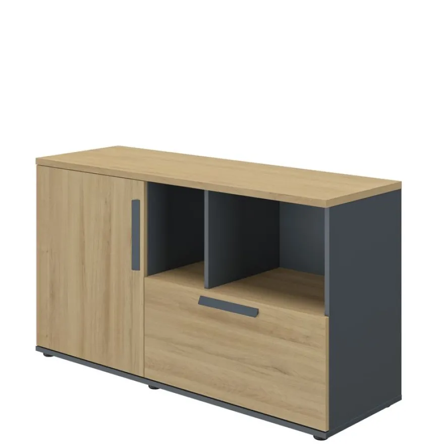 Crédence ARCADE - L136 x H76 x P45 - chêne/anthracite