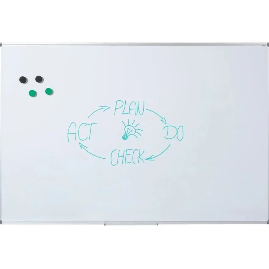 DAHLE - Tableau blanc laqué 100 x 150 cm - magnétique - cadre alu renforcé