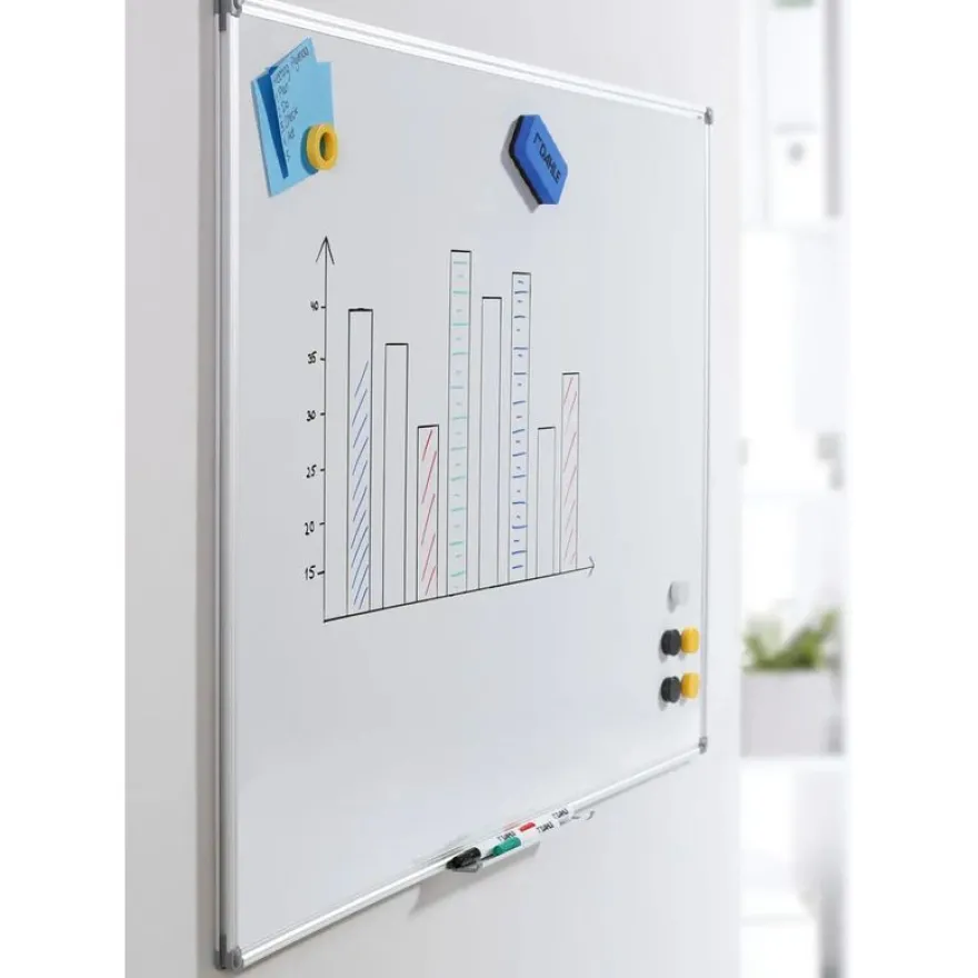 DAHLE - Tableau blanc laqué 100 x 150 cm - magnétique - cadre alu renforcé