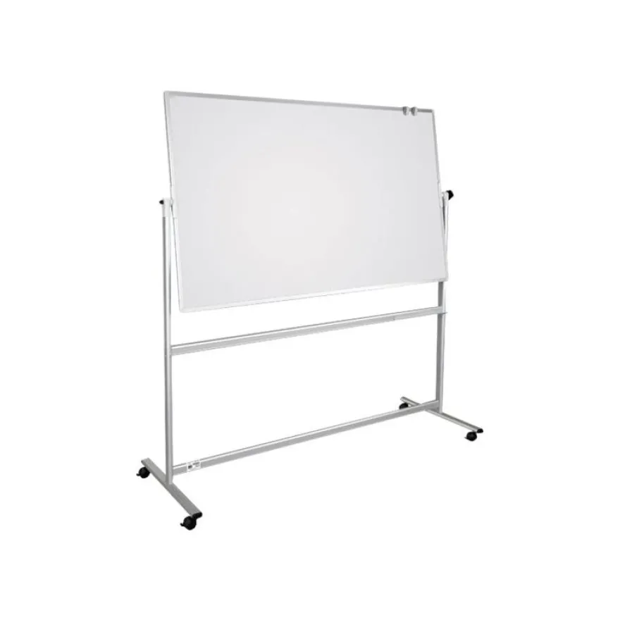 DAHLE - Tableau pivotant blanc laqué - 2 côtés magnétiques - 120 x 180 cm - 4 roues