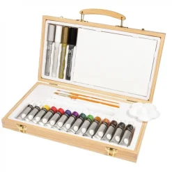 Daler-Rowney - Valisette en bois avec peintures acryliques