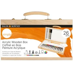 Daler-Rowney - Valisette en bois avec peintures acryliques