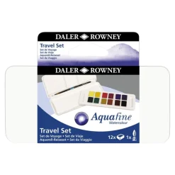 Daler-Rowney Aquafine - Peinture aquarelle 12 1/2 godets - couleurs assorties (set de voyage)