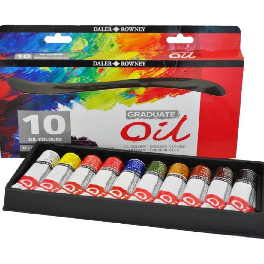 Daler-Rowney Graduate - 10 tubes peinture à l'huile - couleurs assorties - 38 ml