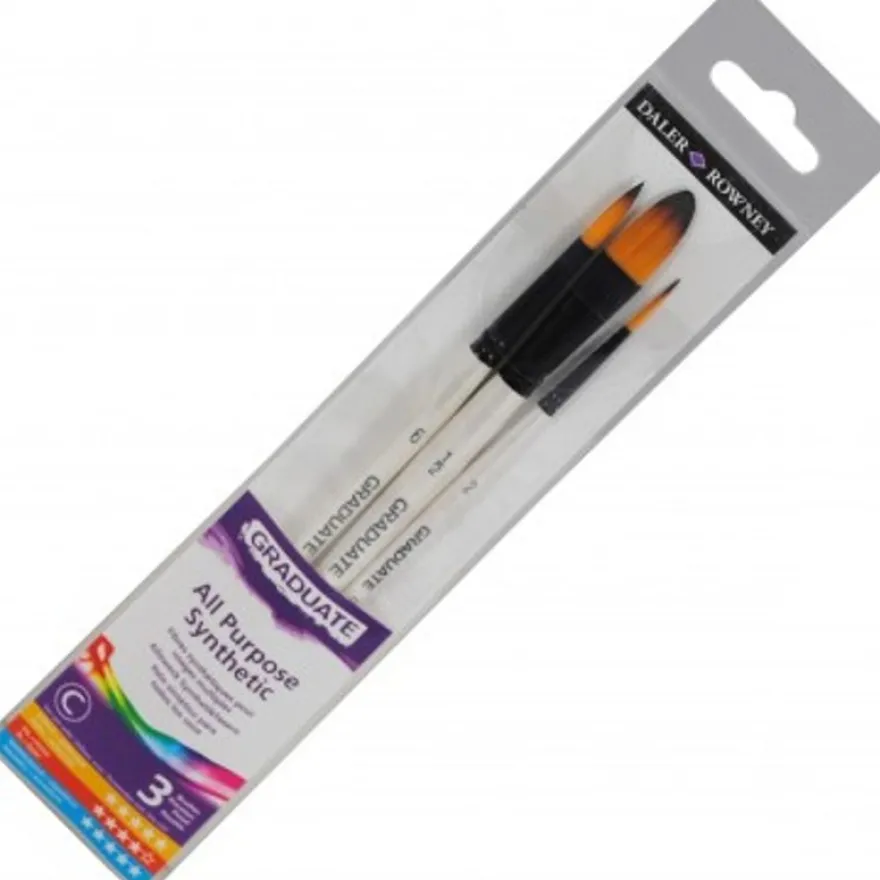 Daler-Rowney Graduate - Pack de 3 pinceaux - n°6, 1/2 et 2 - poil synthétique