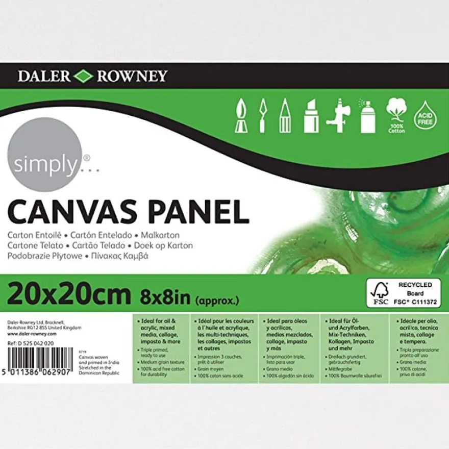 Daler-Rowney Simply - Carton entoilé - 20 x 20 cm
