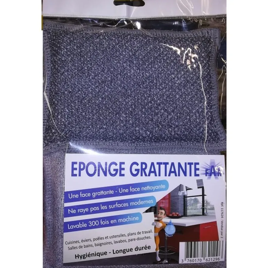 De Witte - 2 éponges microfibres - gris