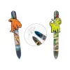 Depesche Vertrieb Dino World Collection - 6 crayons à bille de couleur - disponible en différents designs - orange, vert, rouge, brun, bleu, noir - encre gel - rétractable