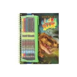 Dino World - livre à colorier (relié par spirale) - avec coloured pencils