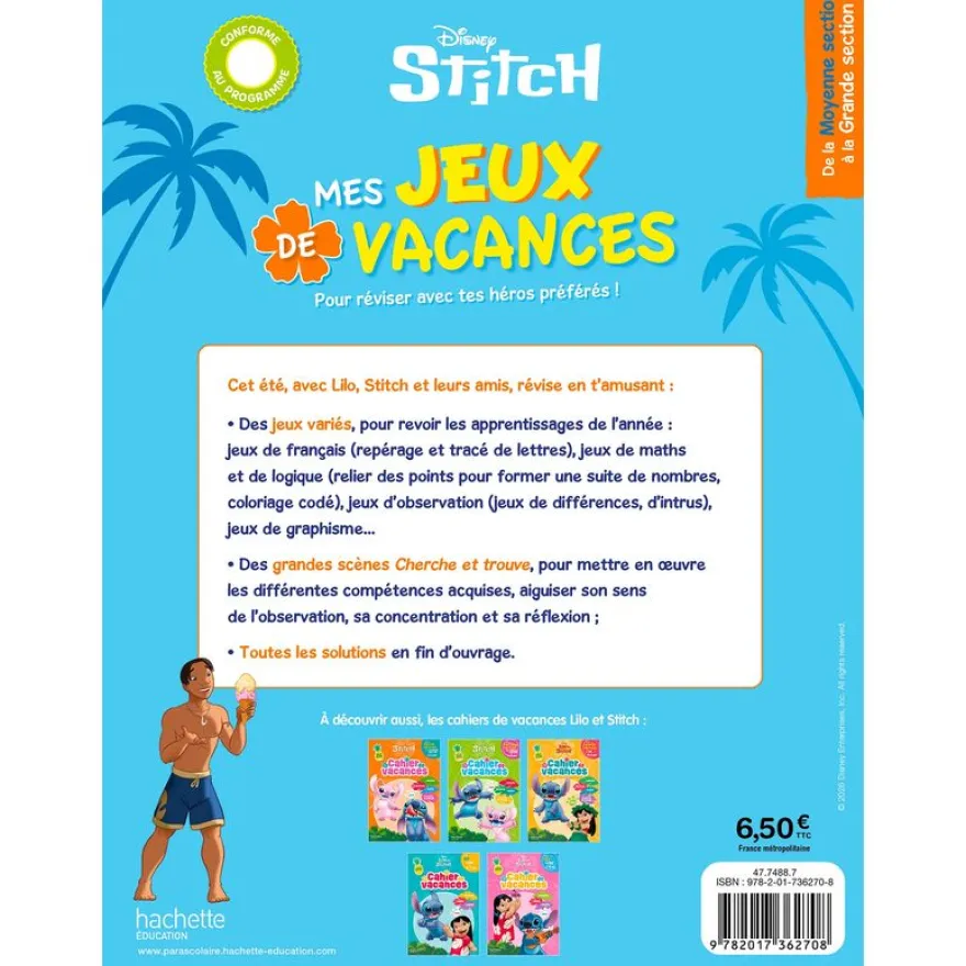 Disney - Stitch - Mes jeux de vacances - De la Moyenne Section à la Grande Section
