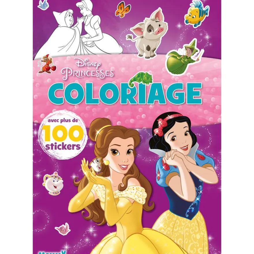 DISNEY PRINCESSES - COLORIAGE AVEC PLUS DE 100 STICKERS (BELLE ET BLANCHE-NEIGE)
