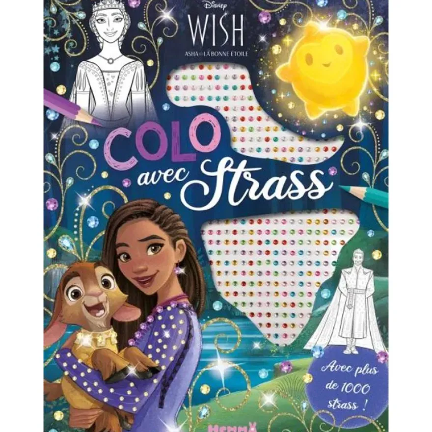 Disney Wish - Colo avec strass - Avec plus de 1000 strass ! - livre de coloriage / d'activités