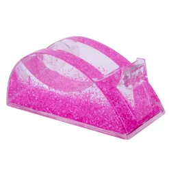 Distributeur de ruban fuchsia pailleté - base lourde 325 g - lame métallique - pour rouleaux adhésifs 19×33 mm