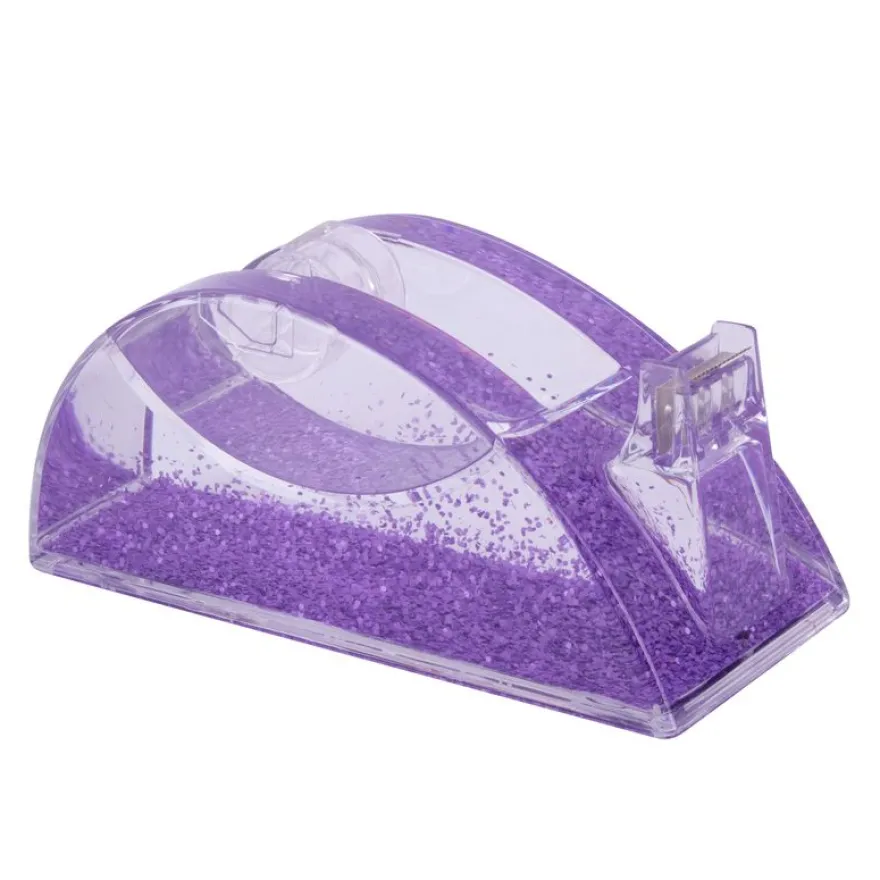 Distributeur de ruban lilas pailleté - stable 325 g - coupe nette - idéal bureau et petites tâches
