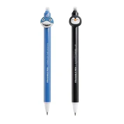 Duo de stylos effaçables requin et pingouin Back2Fun - encre bleue et pointe fine 0,5 mm