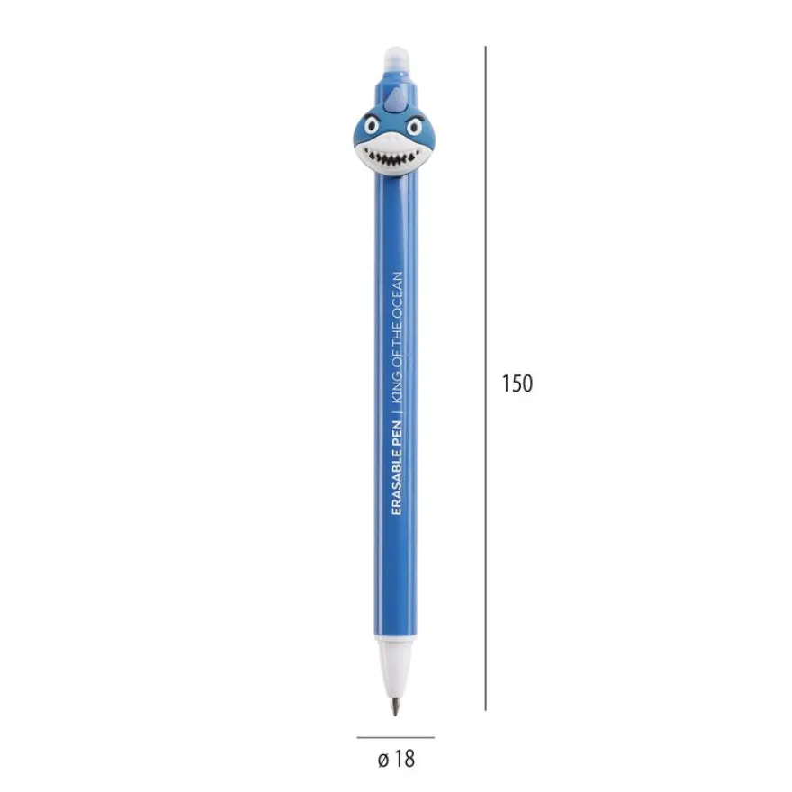 Duo de stylos effaçables requin et pingouin Back2Fun - encre bleue et pointe fine 0,5 mm