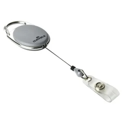 Durable - 10 Enrouleurs de badge - bouton pression clip - gris