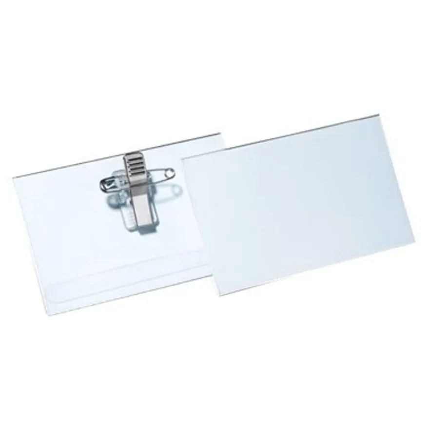 Durable - 25 Porte-badges de nom à pince combi (épingle + pince croco) - 54 x 90 mm