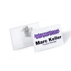 Durable - 25 Porte-badges de nom à pince combi (épingle + pince croco) - 40 x 75 mm